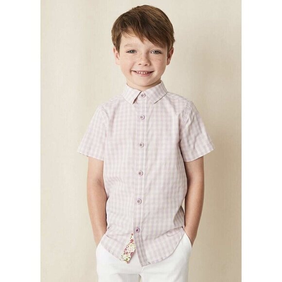 NWT Matilda Jane BOYS Miles Of Style Size 16 Button Up Shirt Purple Gingham Kids - Picture 1 of 9